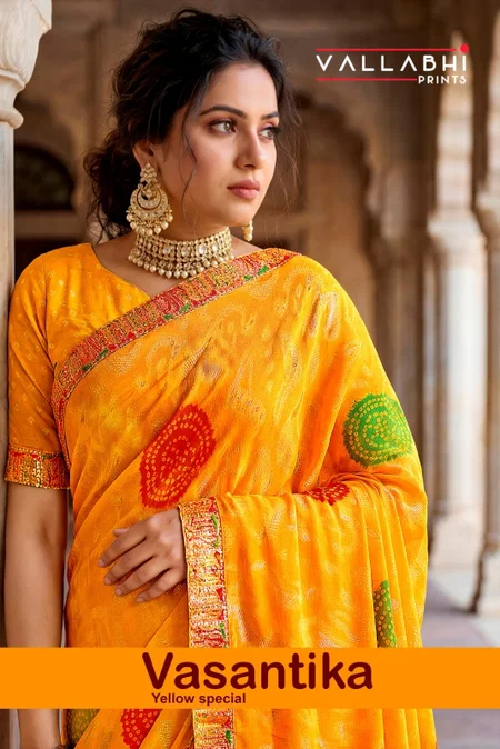 Vasantika By Vallabhi Abstract Printed Bandhej Saree Exporters In India